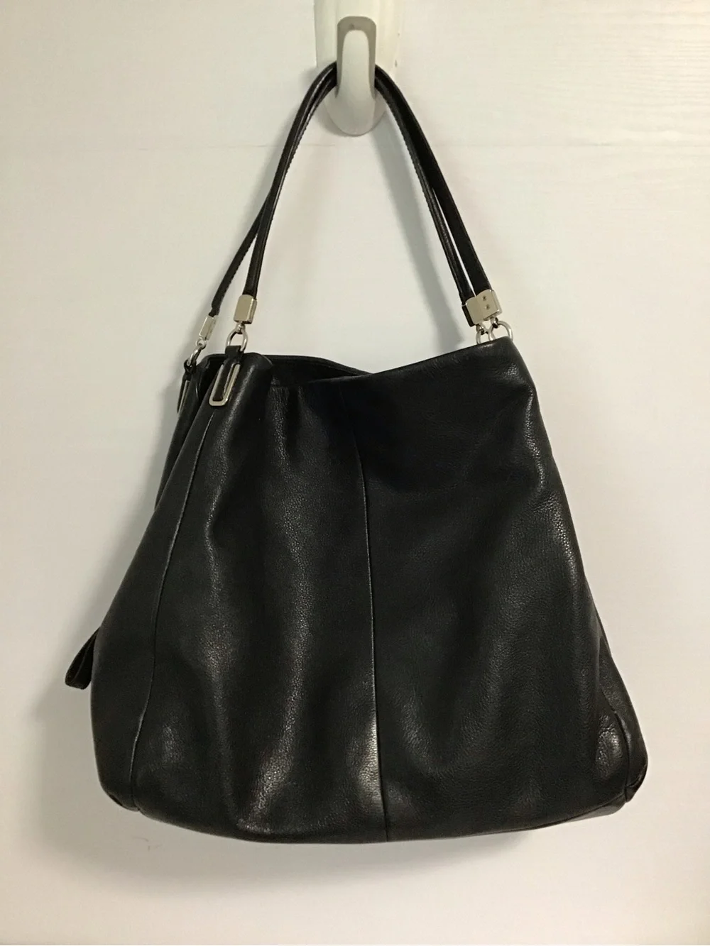 Coach Black Leather Shoulder Bag with Silver Hardware
